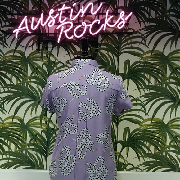 Nooworks Lilac Snake Print S/S Button Down - Picture 4 of 6